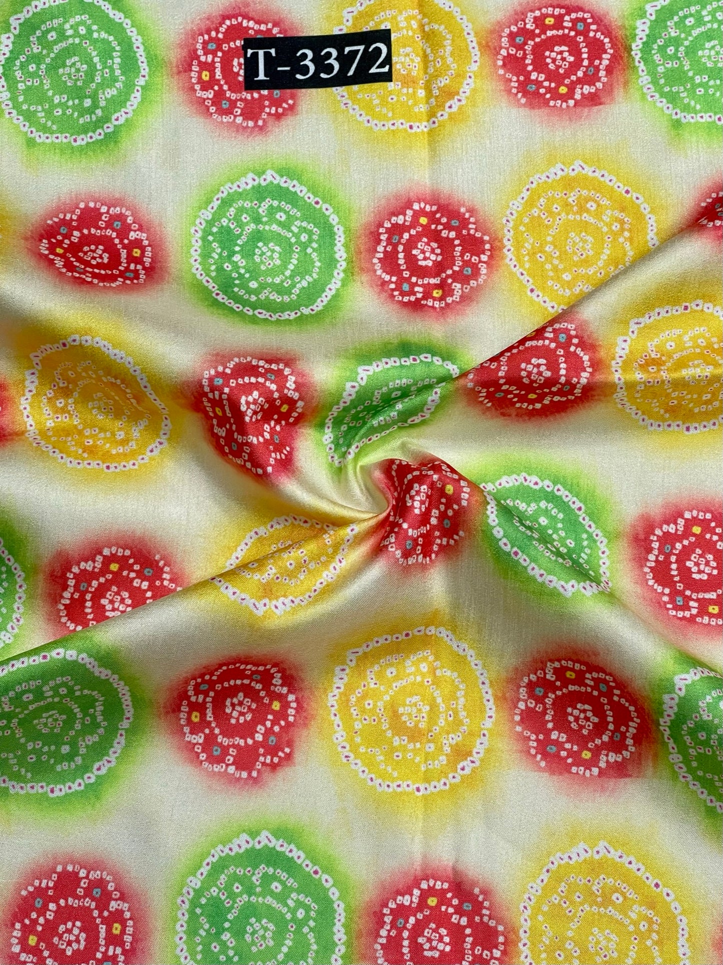 Bandhani Print On Tussar Silk