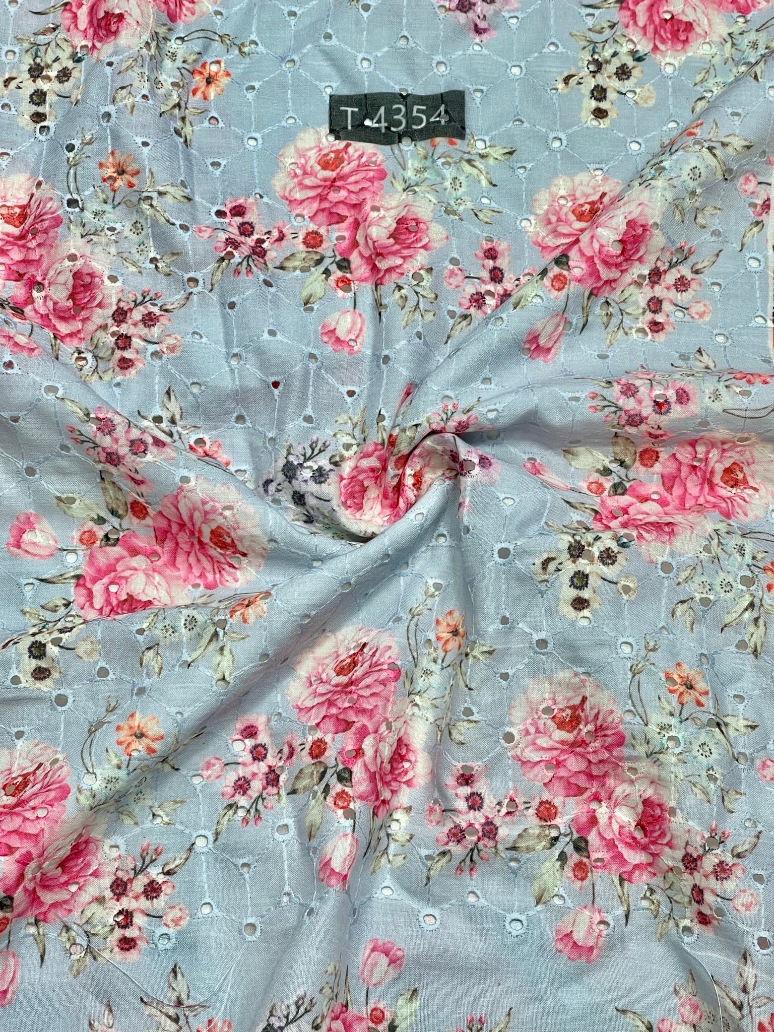 Pink - Floral Embroidered Cotton Hakoba Fabric 16