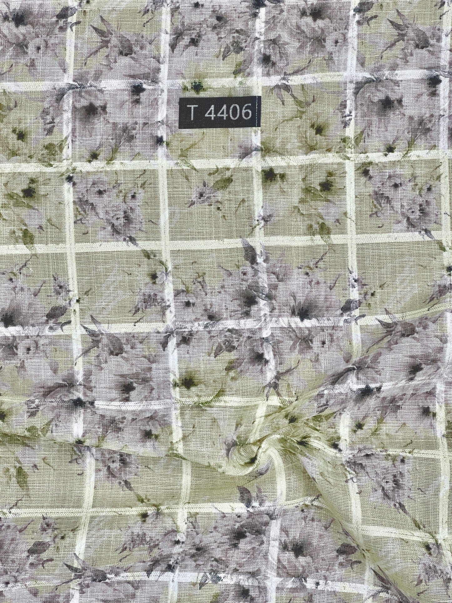 Linen Checks Floral Print