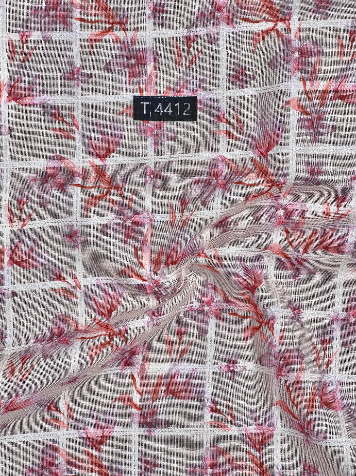 Linen Checks Floral Print