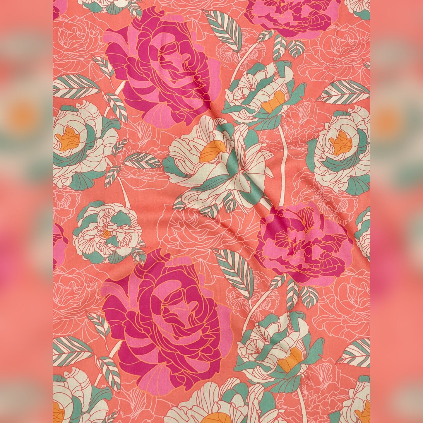 BEAUTIFUL ROSE PRINT ON MUSLIN