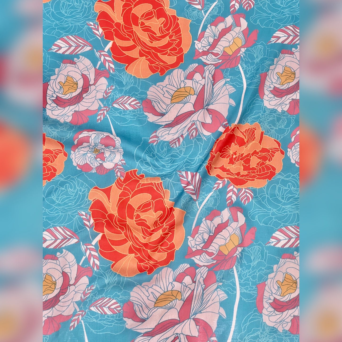 BEAUTIFUL ROSE PRINT ON MUSLIN