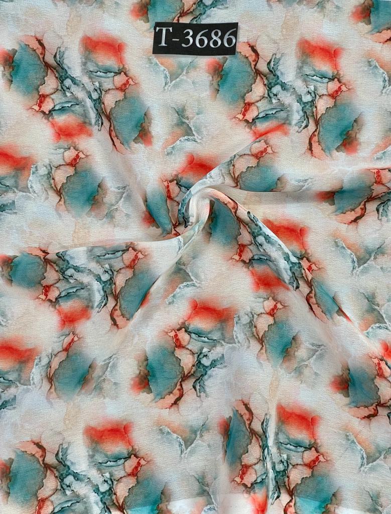 Georgette Mix Abstract Print