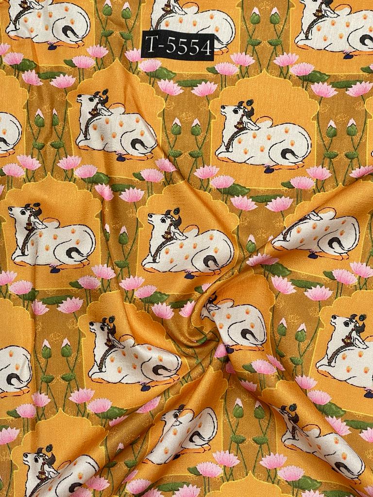 Pichwai Print On Tussar Silk