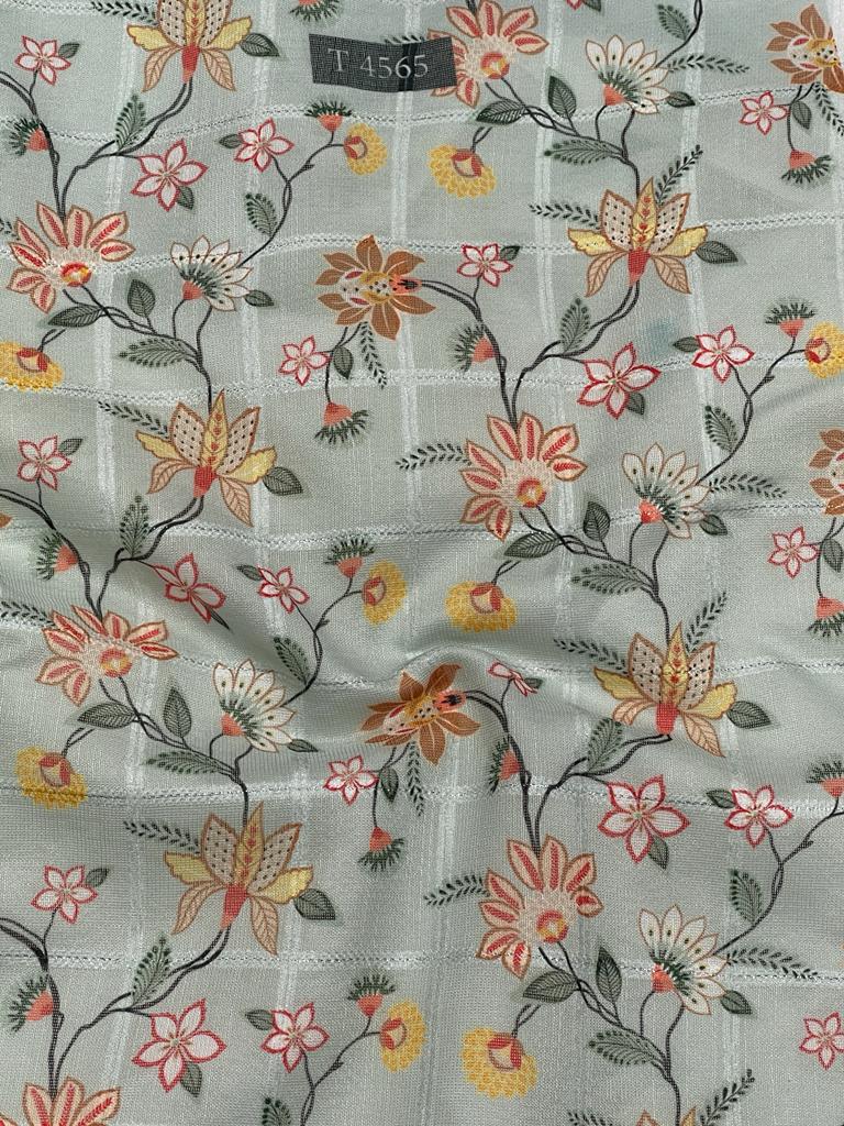 Silky Print On Linen Checks With Jari