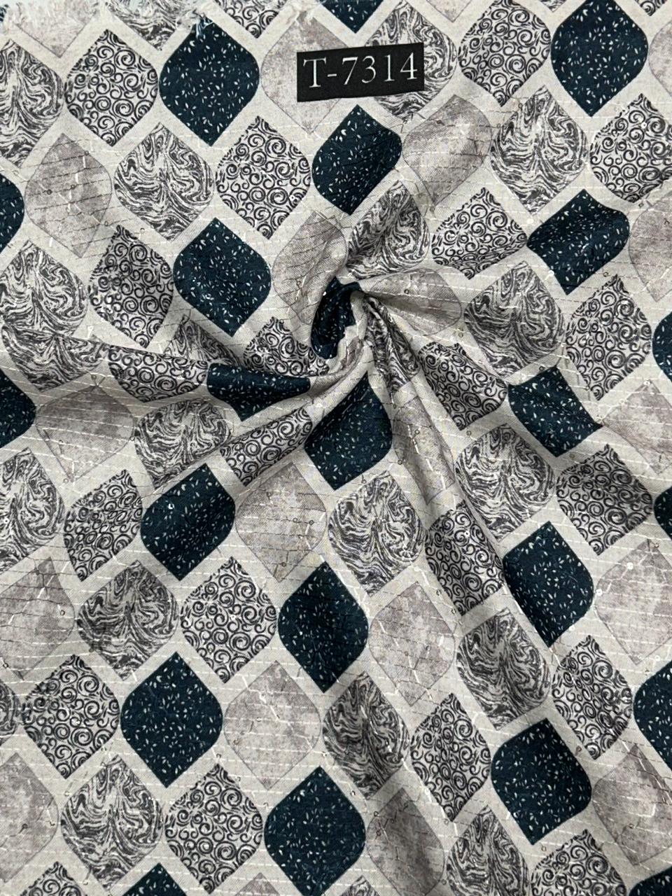 Mixed Print On Sequence Work Fabric