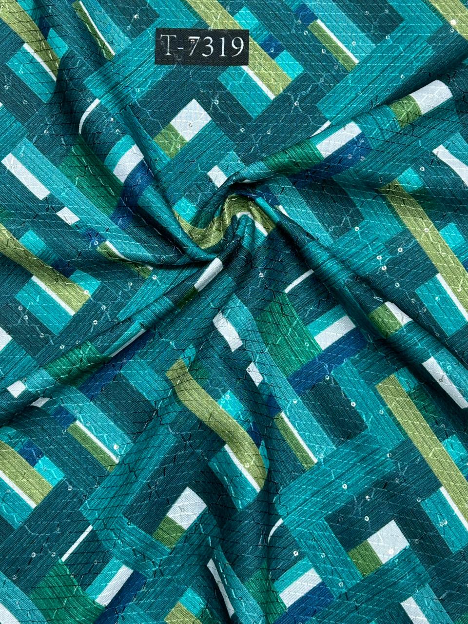 Mixed Print On Sequence Work Fabric