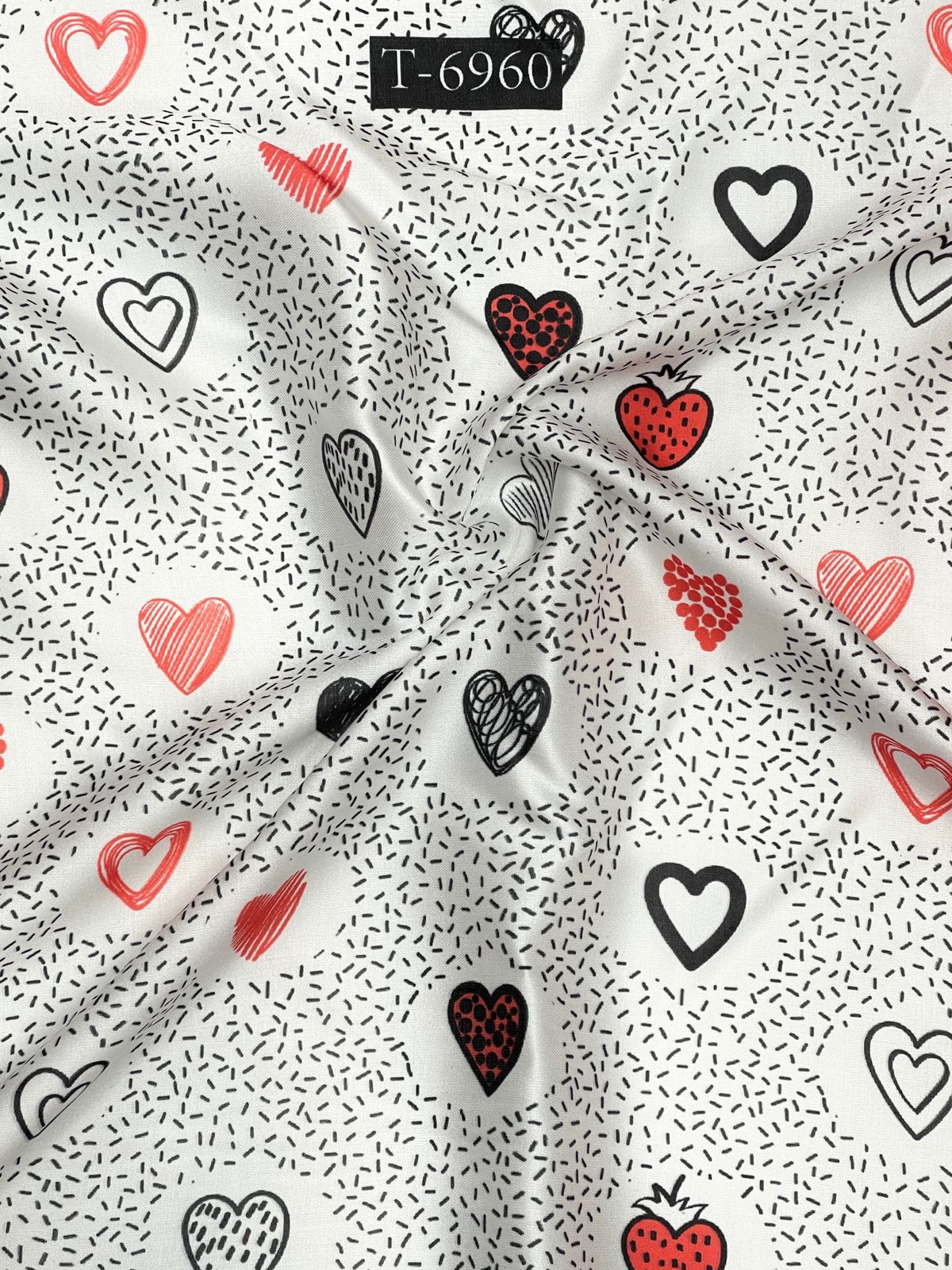 Beautiful Heart Print On Satin