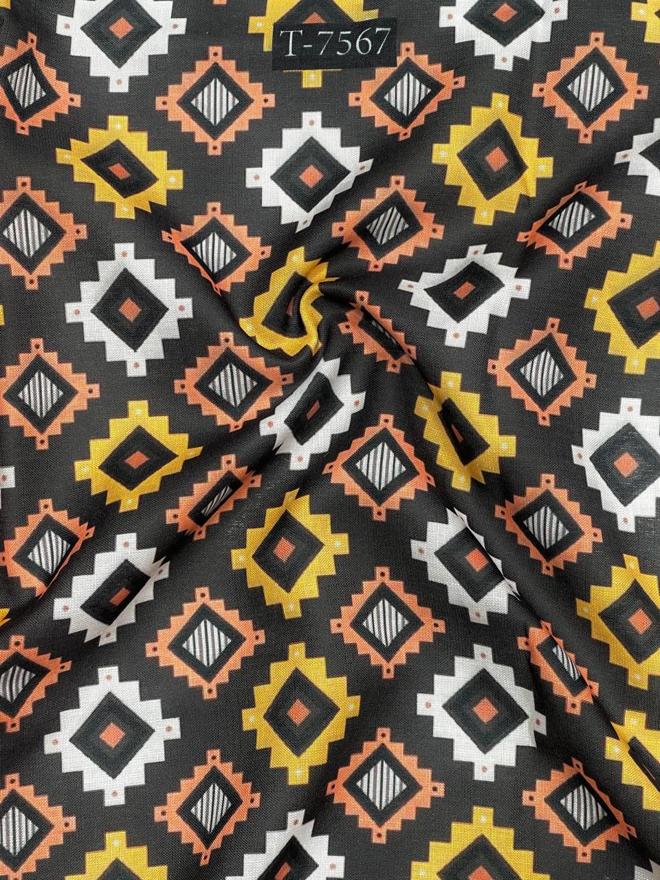 Abstract Print Swiss Linen Fabric