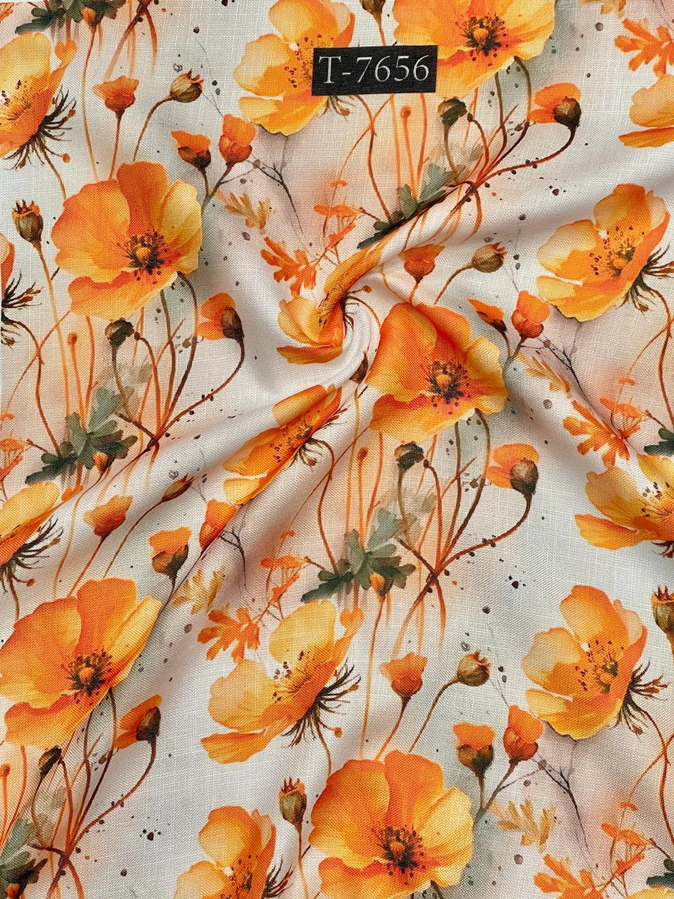 Flower Print in Swiss Linen