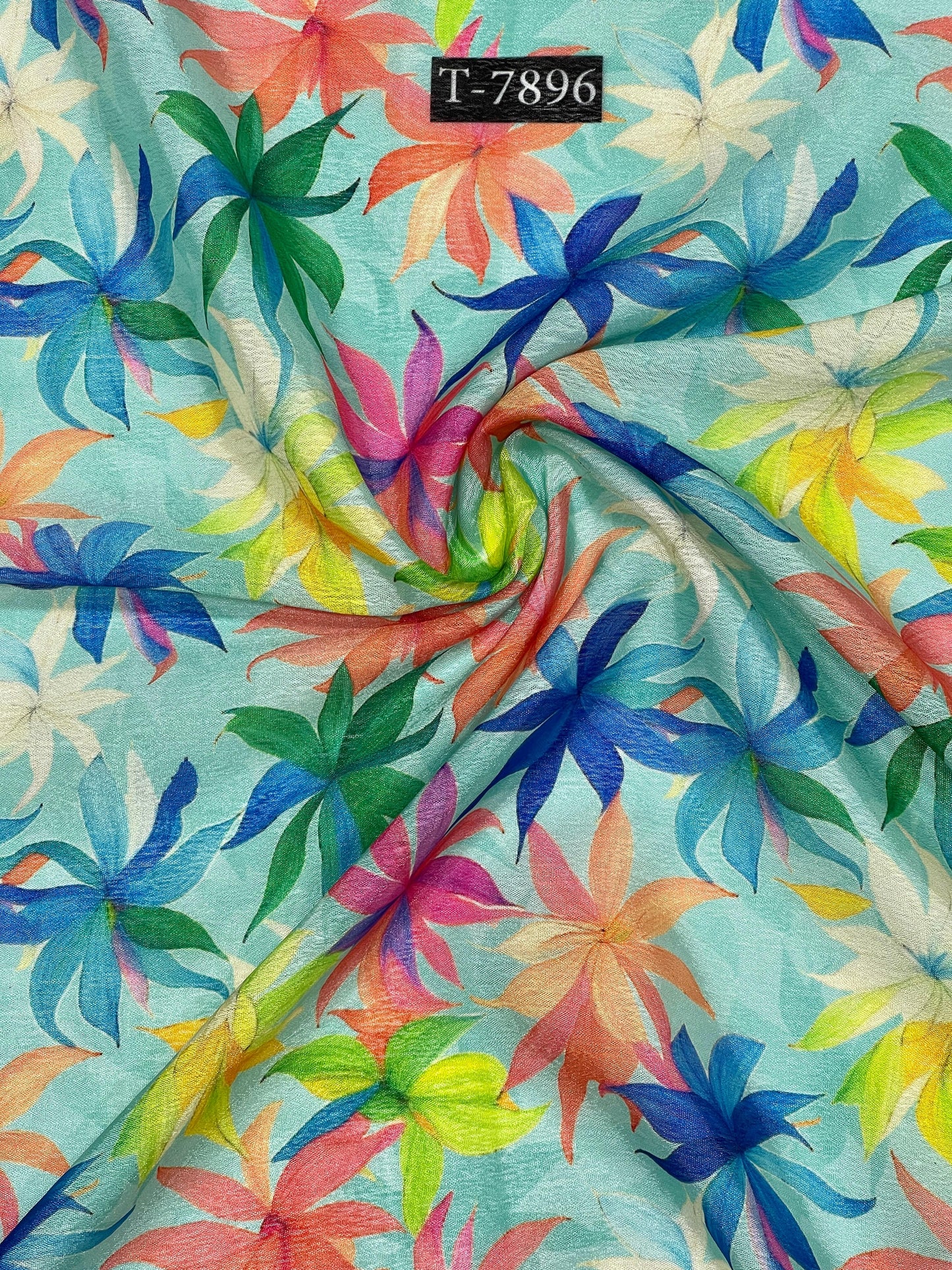 Floral Print on FLAT CHINNON FABRIC