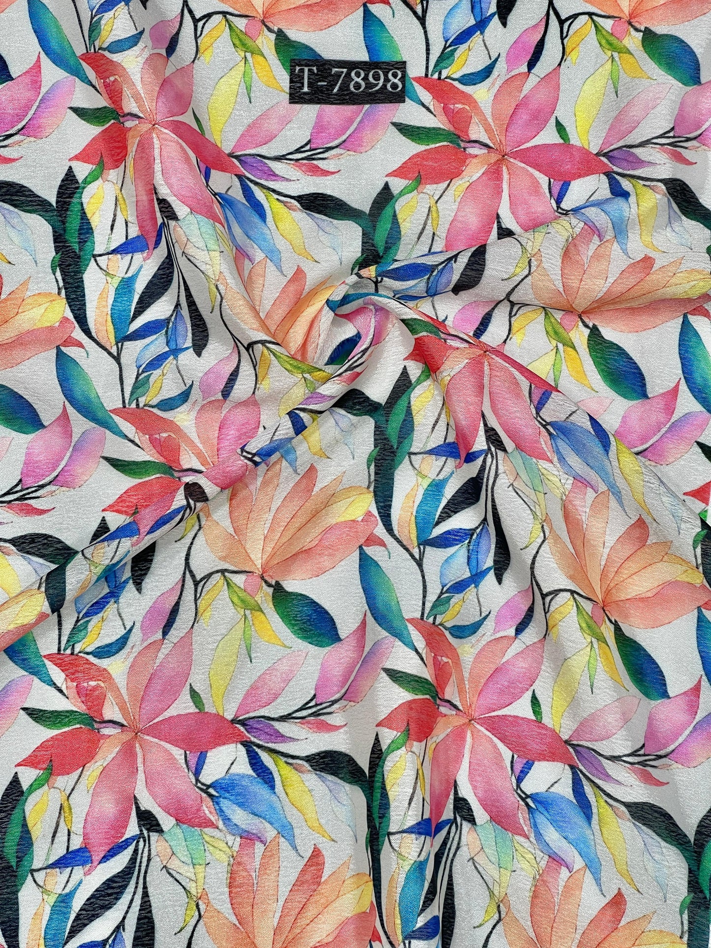Floral Print on FLAT CHINNON FABRIC