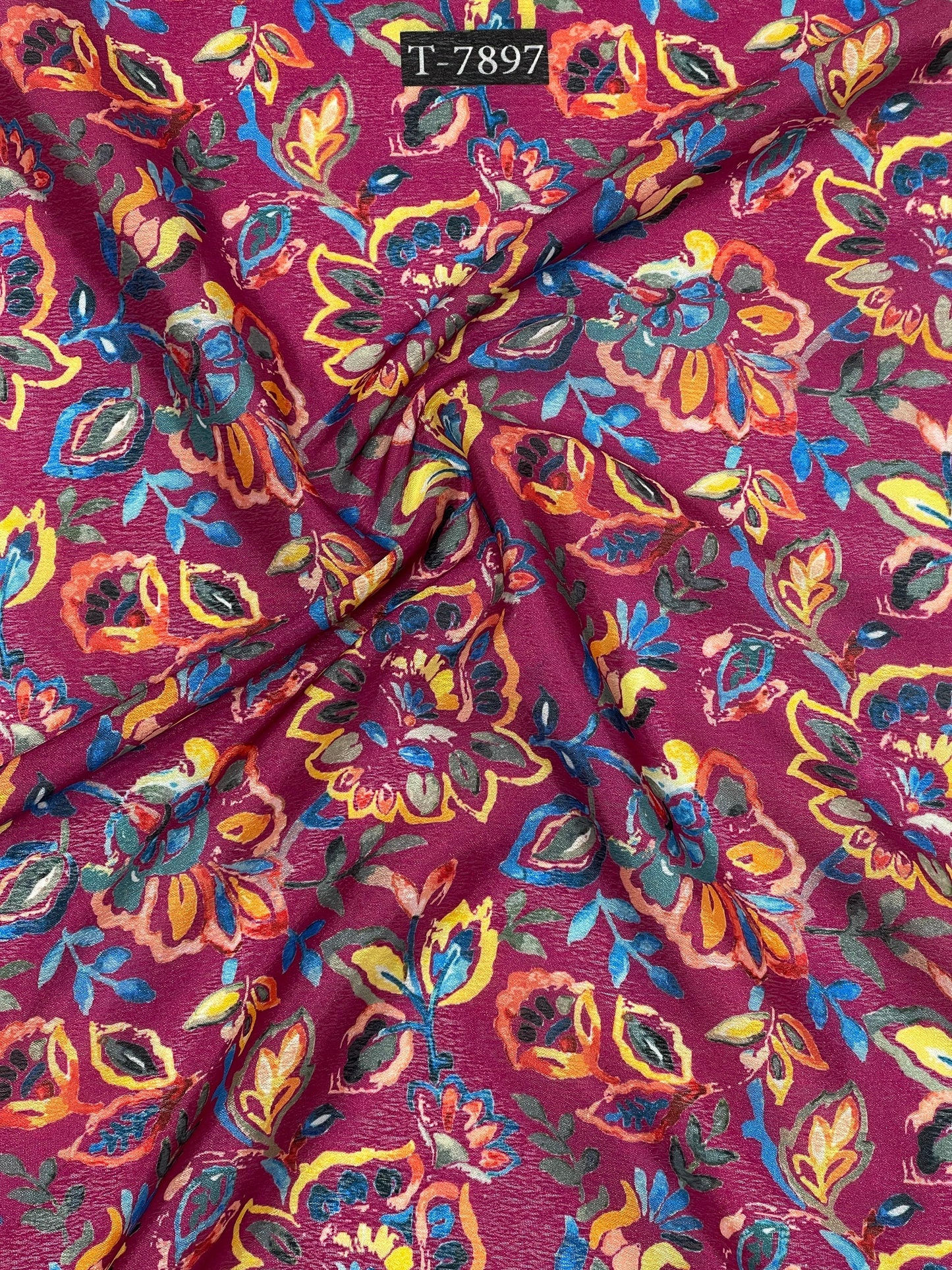 Floral Print on FLAT CHINNON FABRIC