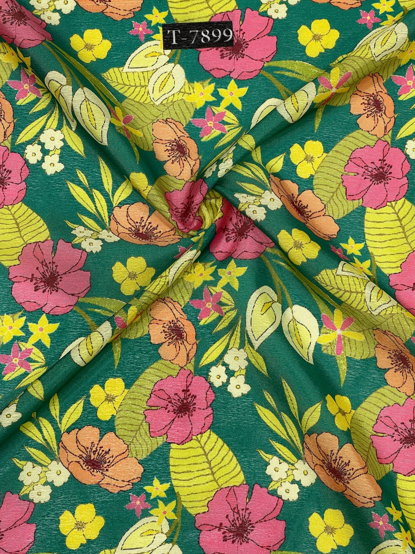 Floral Print on FLAT CHINNON FABRIC