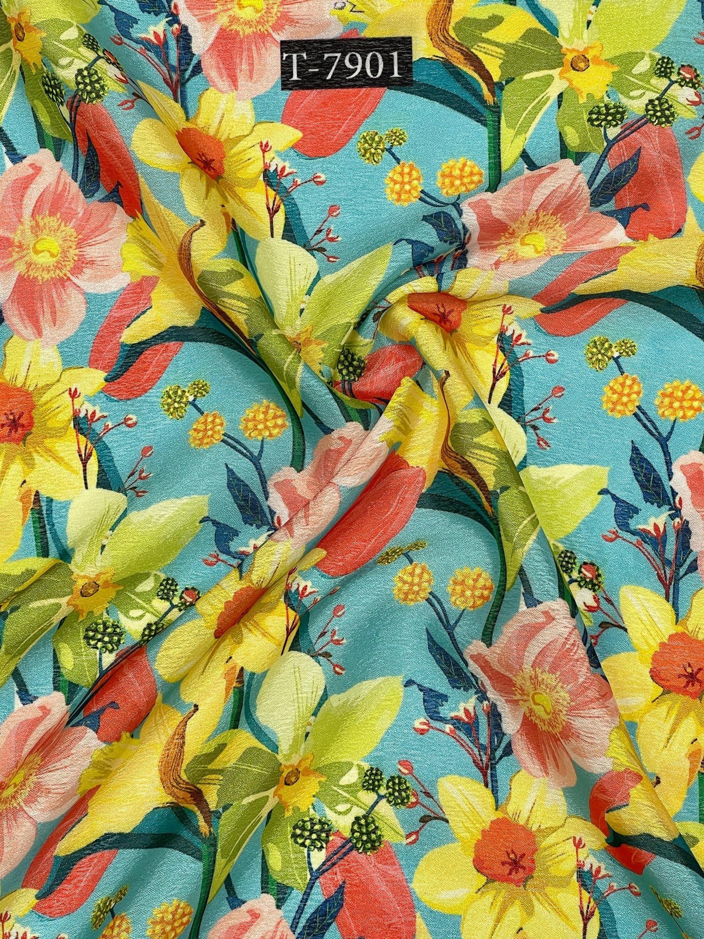Floral Print on FLAT CHINNON FABRIC