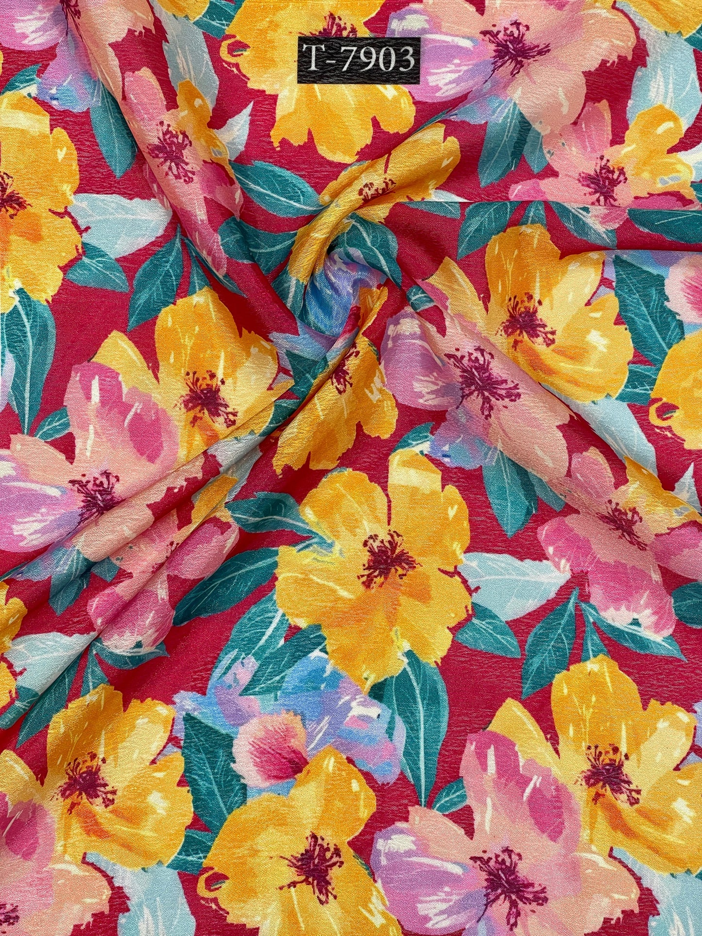 Floral Print on FLAT CHINNON FABRIC