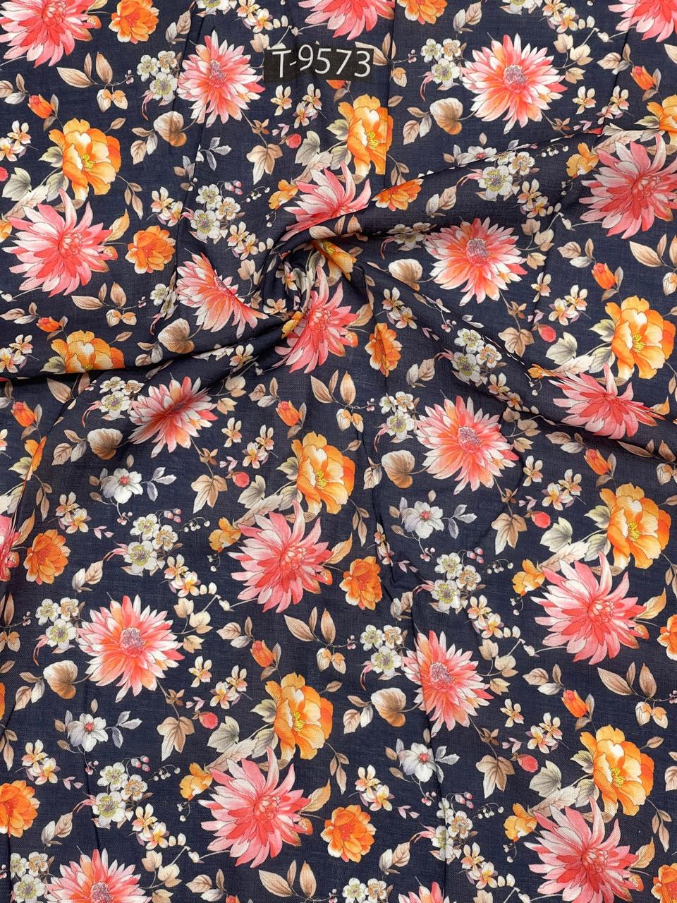 mixed floral print on cotton