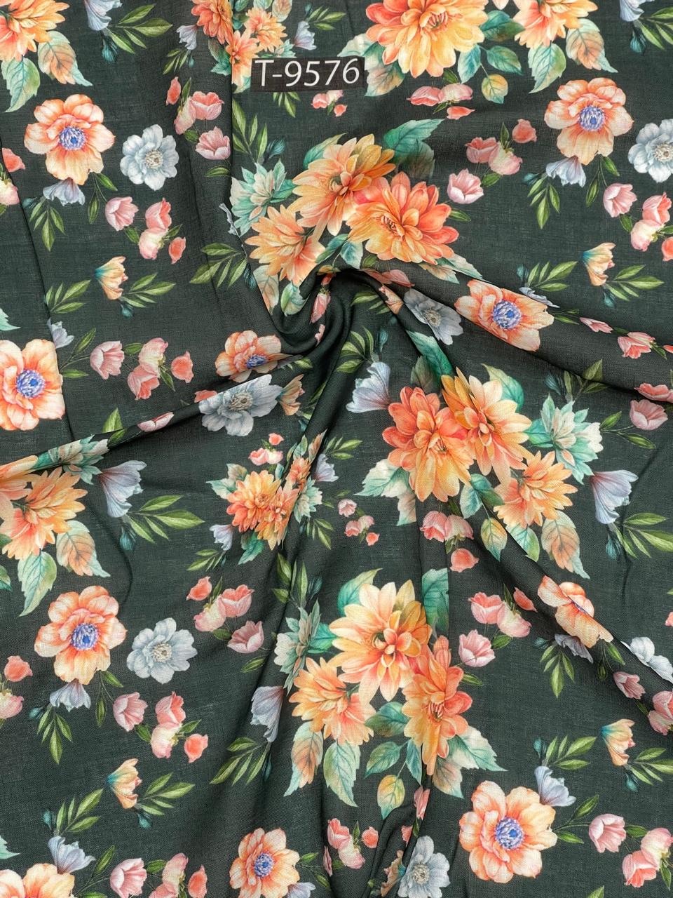 mixed floral print on cotton