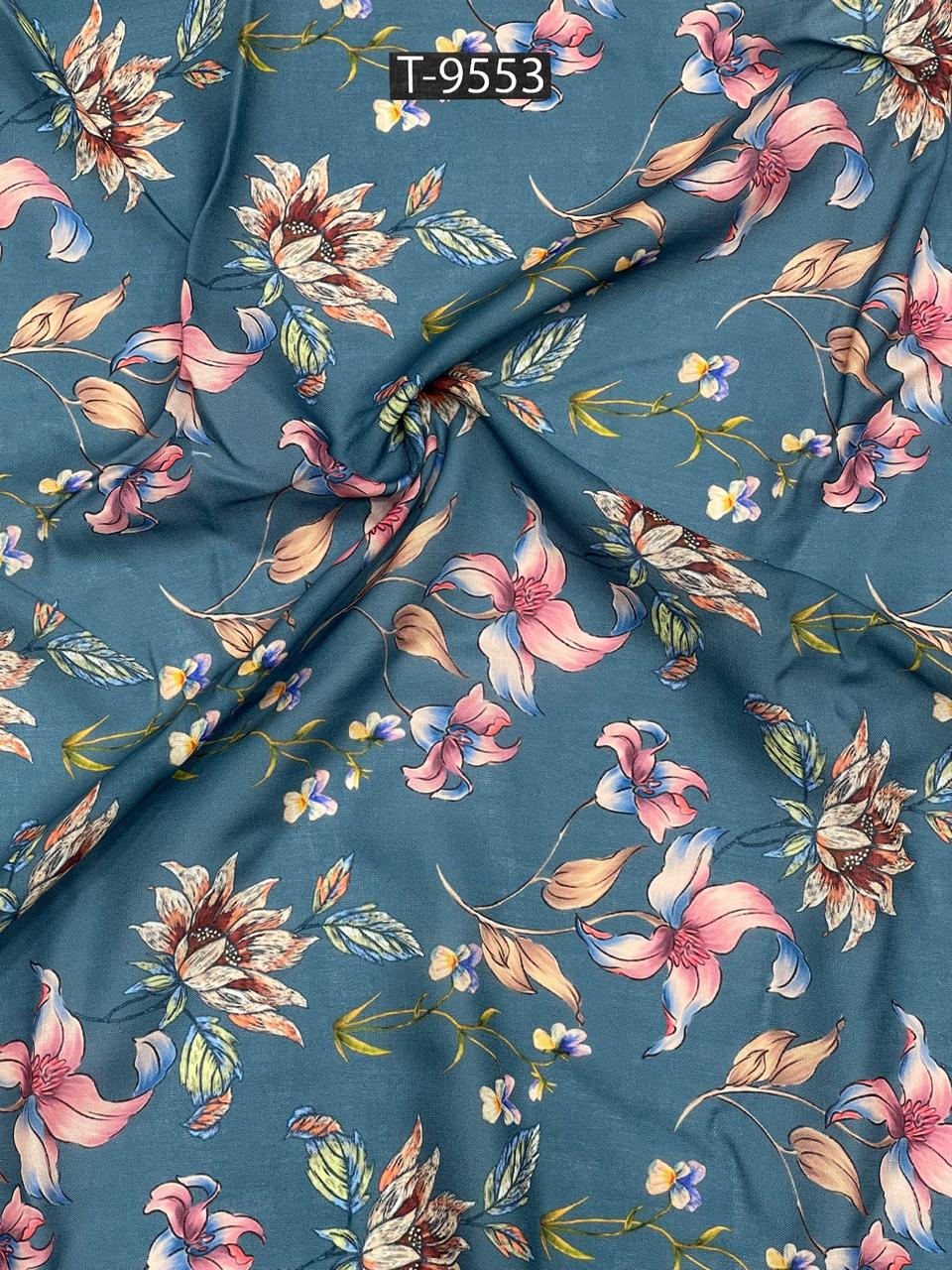 mixed floral print on cotton