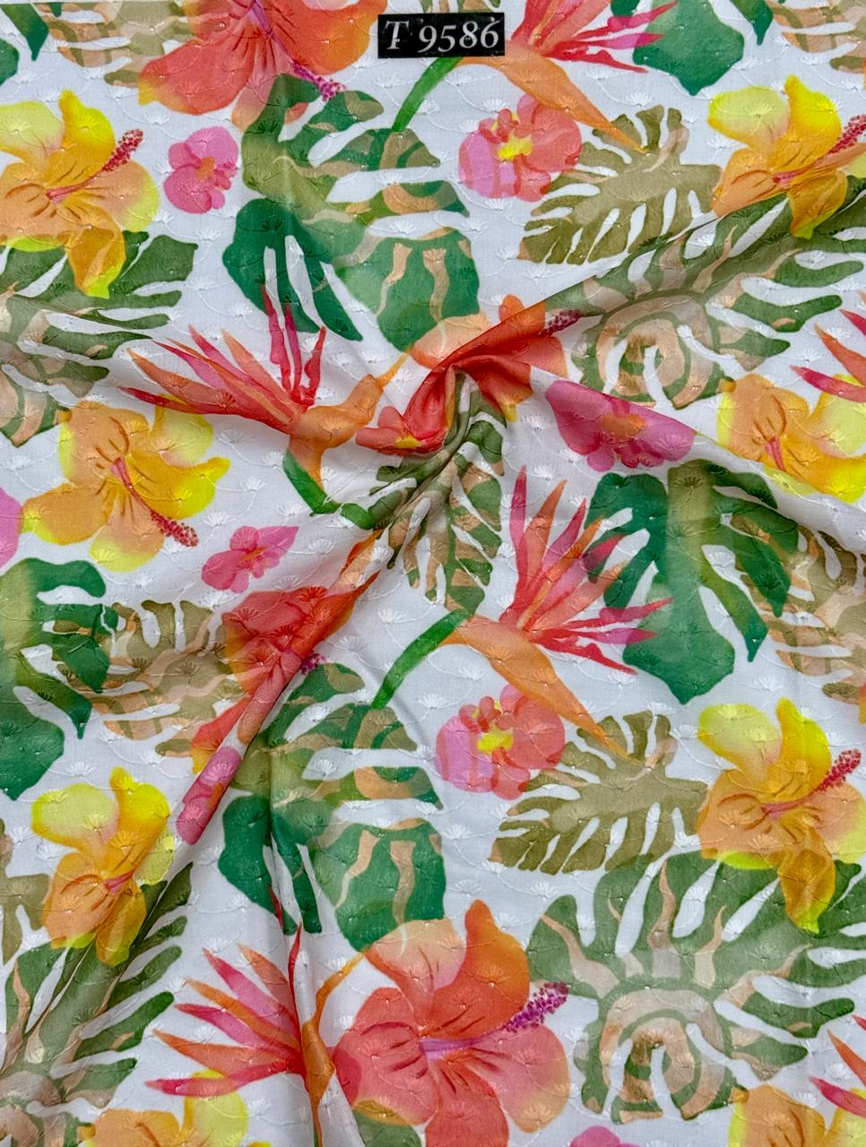 FLORAL ABSTRACT COTTON EMBROIDERY FABRICS