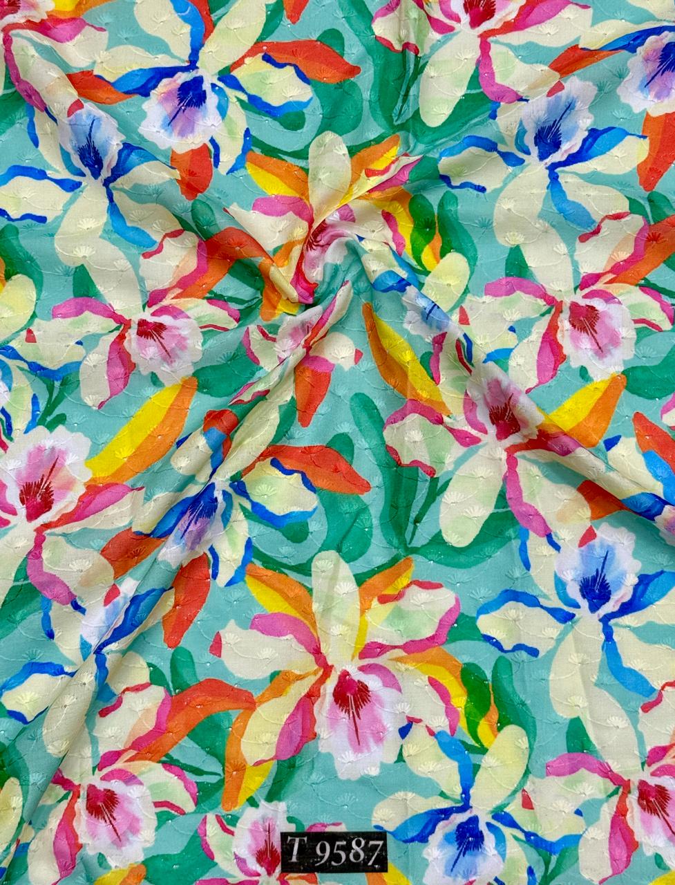 FLORAL ABSTRACT COTTON EMBROIDERY FABRICS