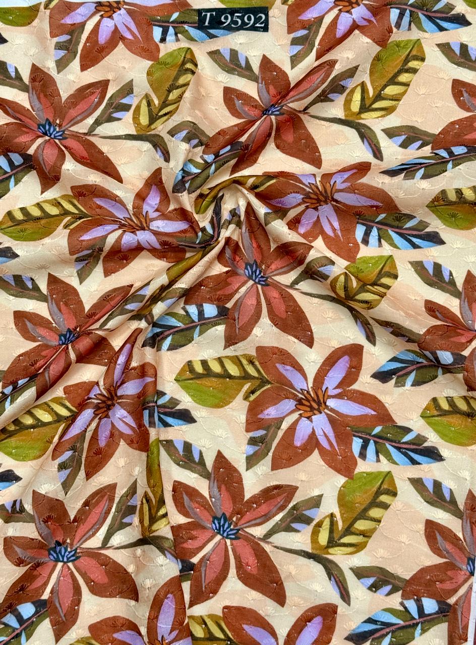 FLORAL ABSTRACT COTTON EMBROIDERY FABRICS