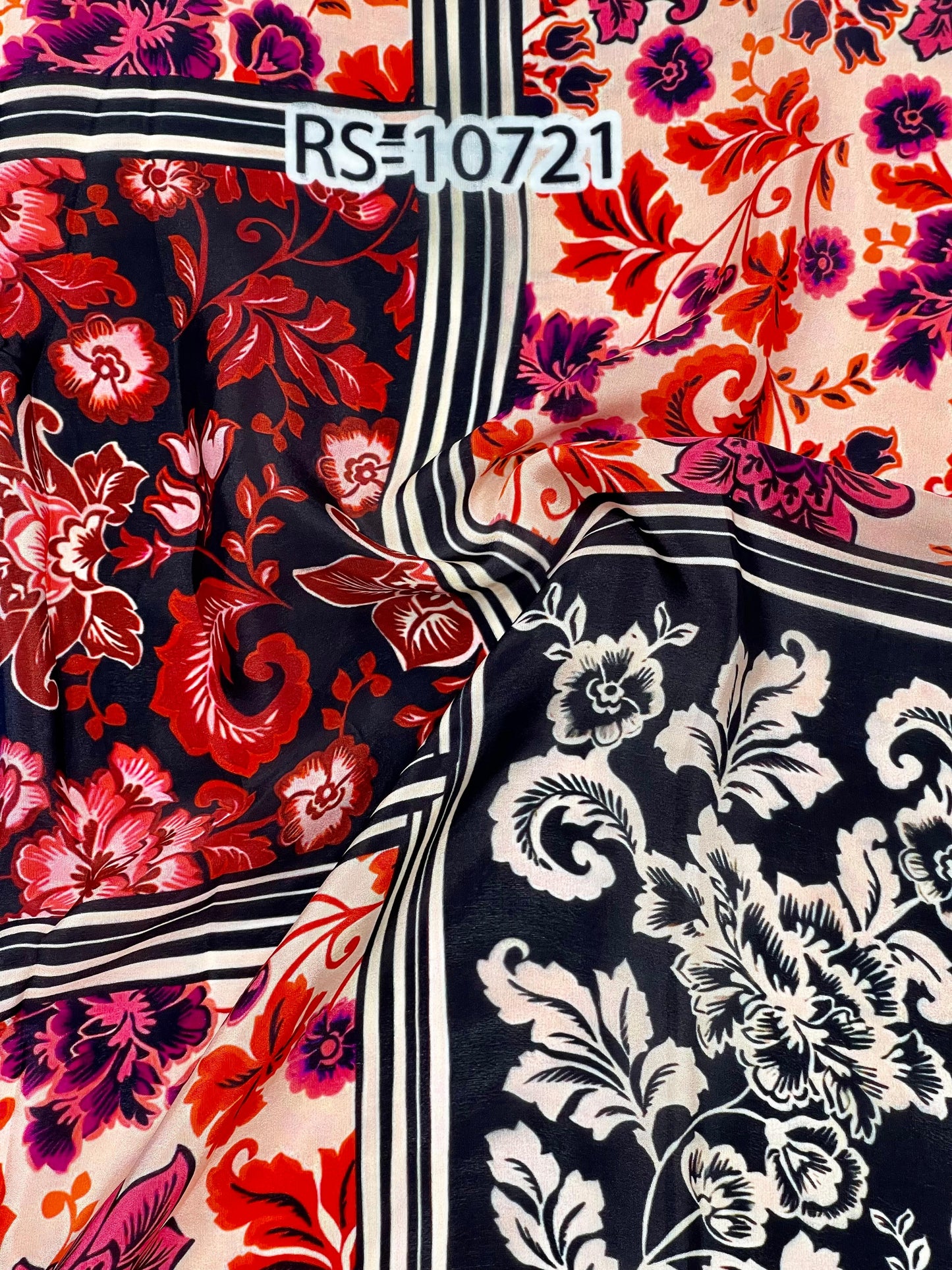 ABSTRACT PRINT ON PURE NATURAL CREPE