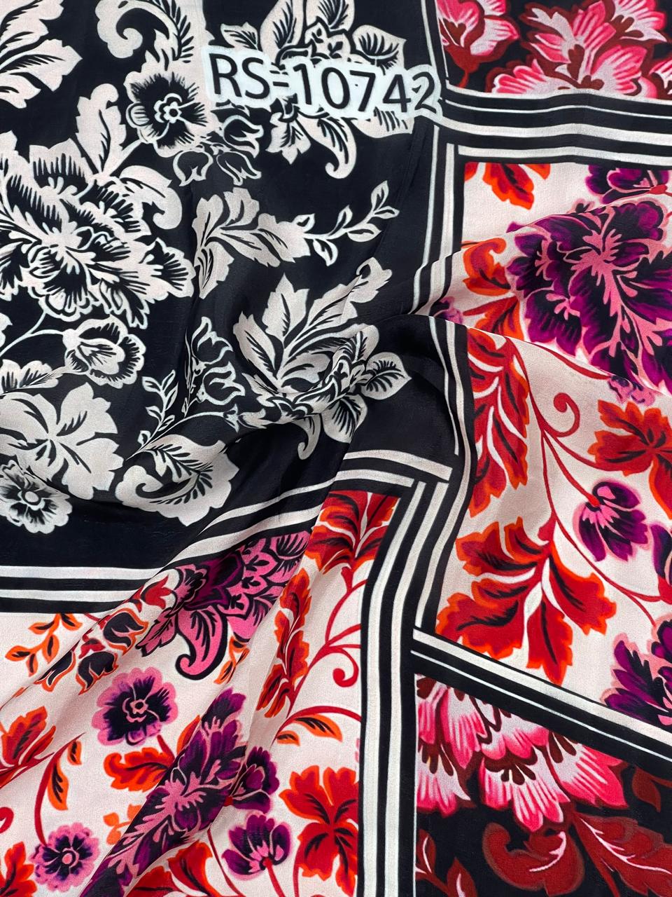 Mixed Floral Prints On Pure Natural Crepe