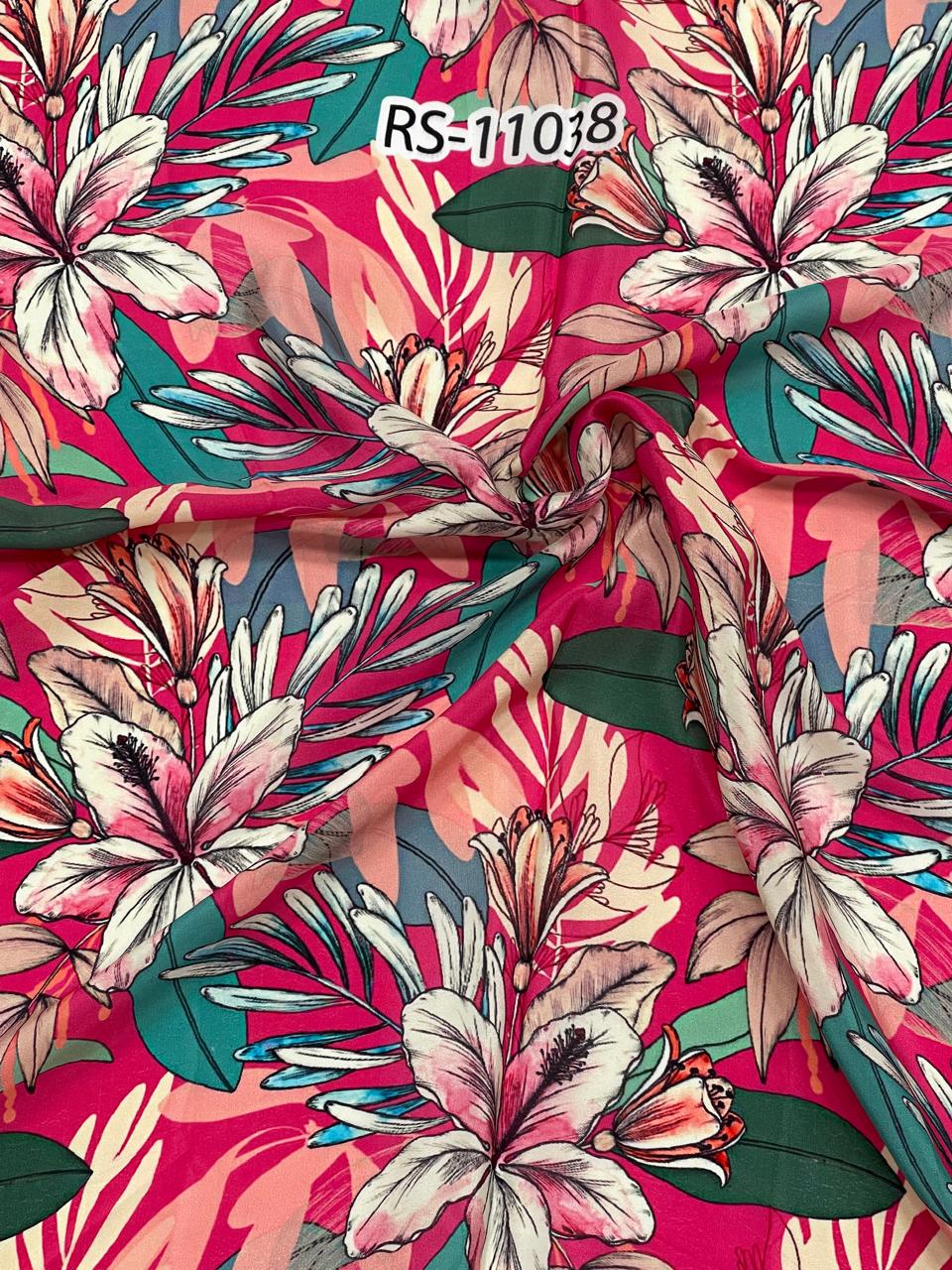 Mixed Floral Prints On Pure Natural Crepe