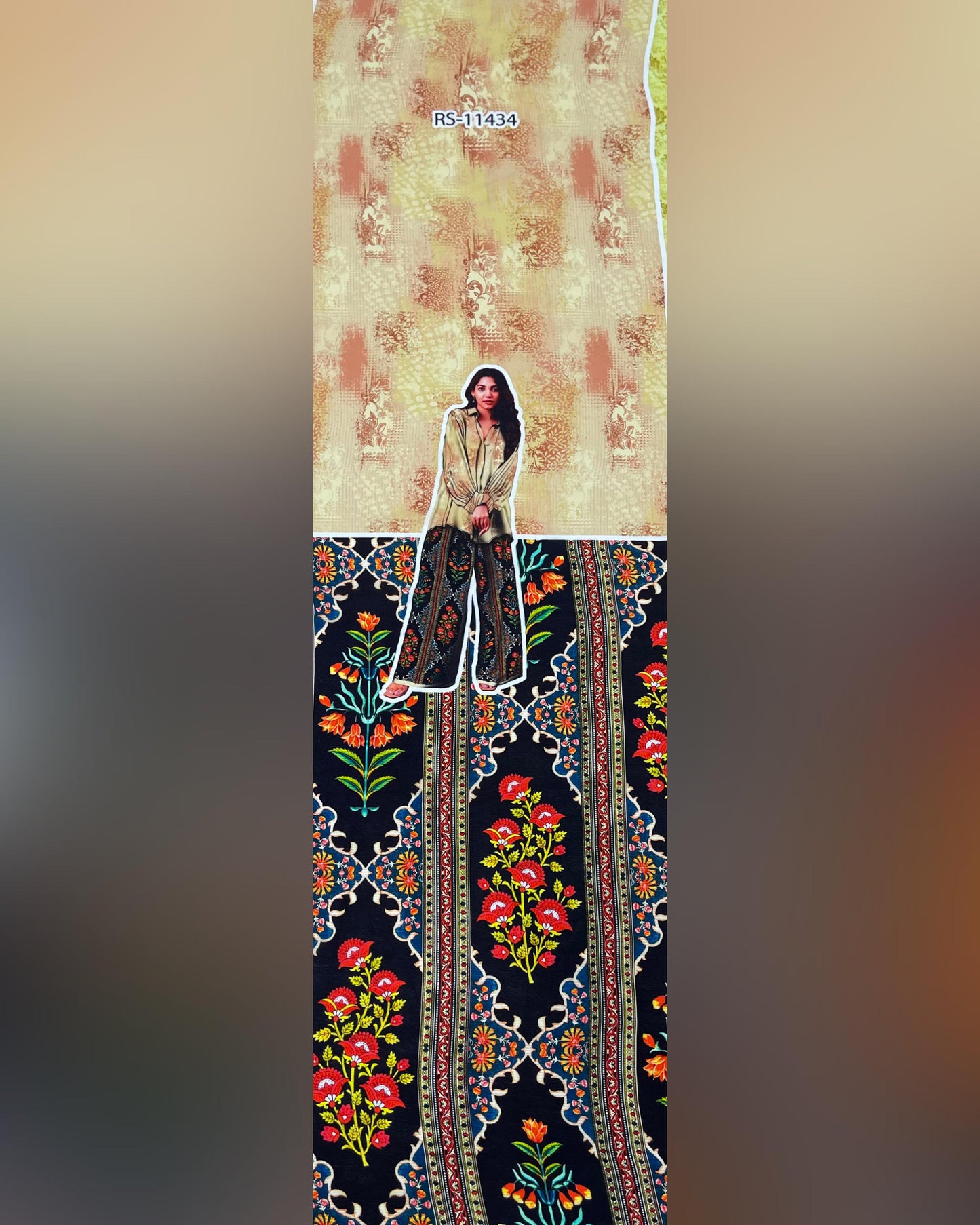 TOP - BOTTOM DESIGNS ON PURE NATURAL CREPE