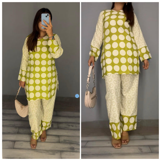 Lime Green Polka - Imported Rayon