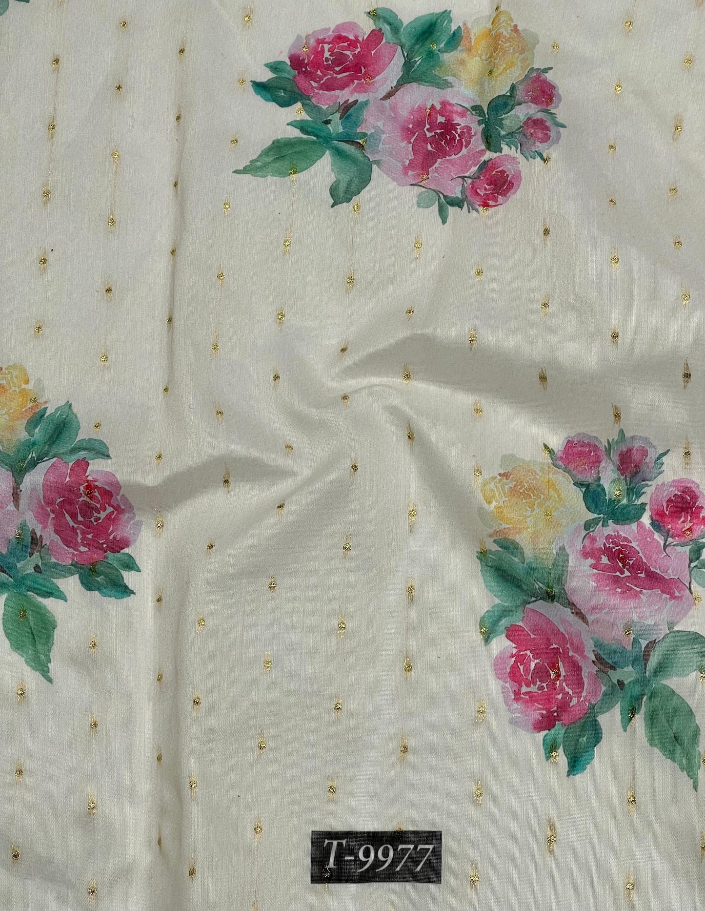 PASTEL FLORAL PRINTS ON CHANDERI JACQUARD FABRIC