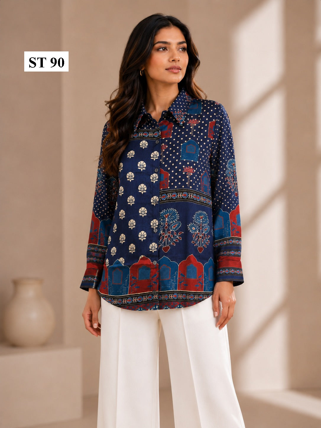 Indigo Heritage Garden Natural Crepe Shirt