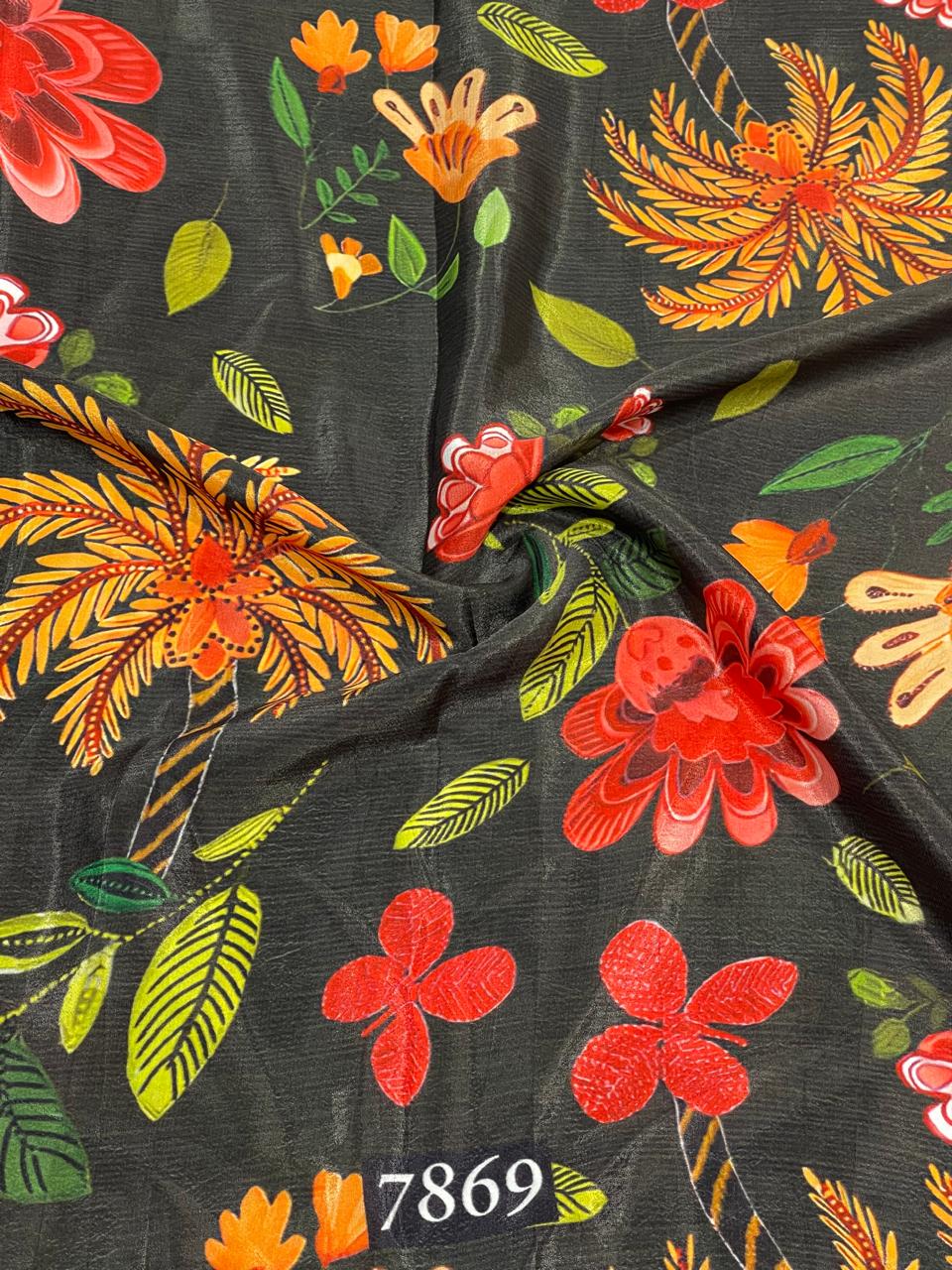 Elegant Floral Prints On Pure Natural Crepe