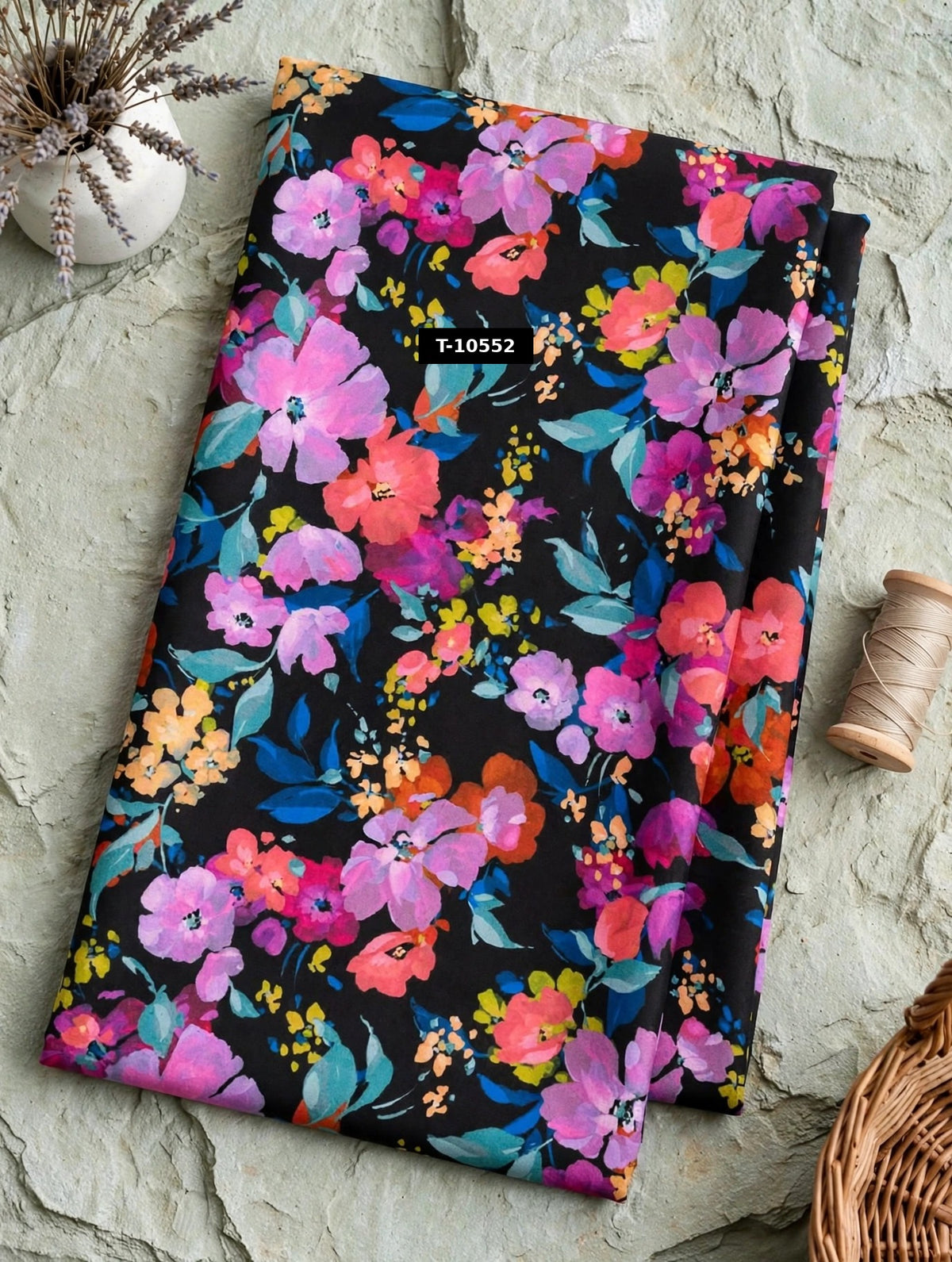 Wholesale T-10552 Multicolor Bright Floral Print On Crepe Fabric - CREPE | The Wardrobe Fabrics