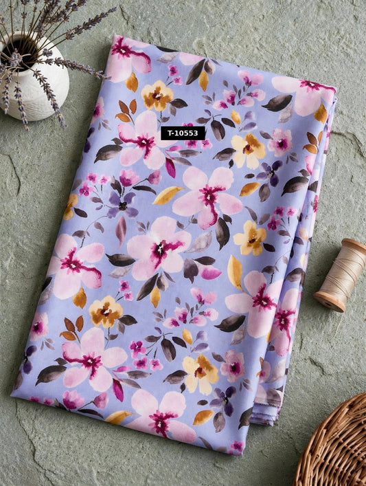 Wholesale T-10553 Pink Yellow Watercolor Floral Print On Crepe Fabric - CREPE | The Wardrobe Fabrics