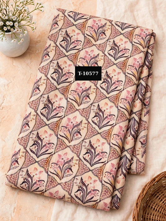 Wholesale T-10577 Pink Floral Trellis Lattice Print On Muslin Fabric - MUSLIN | The Wardrobe Fabrics