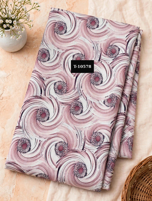 Wholesale T-10578 Dusty Rose Spiral Swirl Print On Muslin Fabric - MUSLIN | The Wardrobe Fabrics