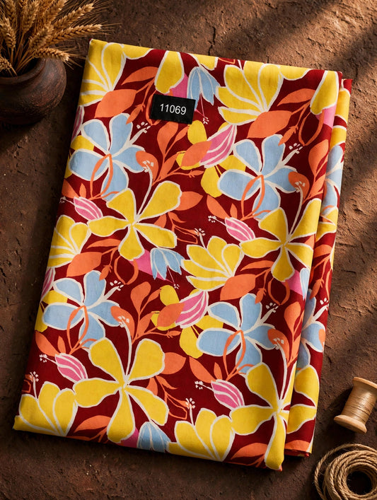 Wholesale 11069 Floral Prints On Pure Natural Crepe - PURE NATURAL CREPE | The Wardrobe Fabrics