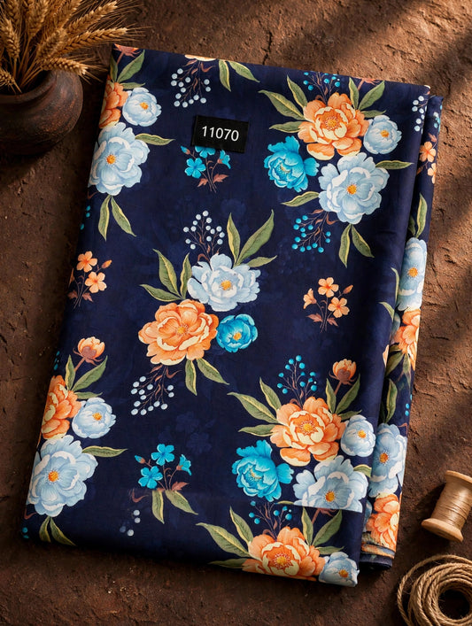 Wholesale 11070 Floral Prints On Pure Natural Crepe - PURE NATURAL CREPE | The Wardrobe Fabrics