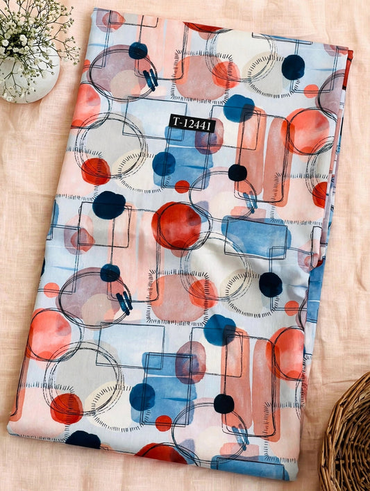 Wholesale T-12441 Doodle Geometric Abstract On Muslin Fabric - MUSLIN | The Wardrobe Fabrics