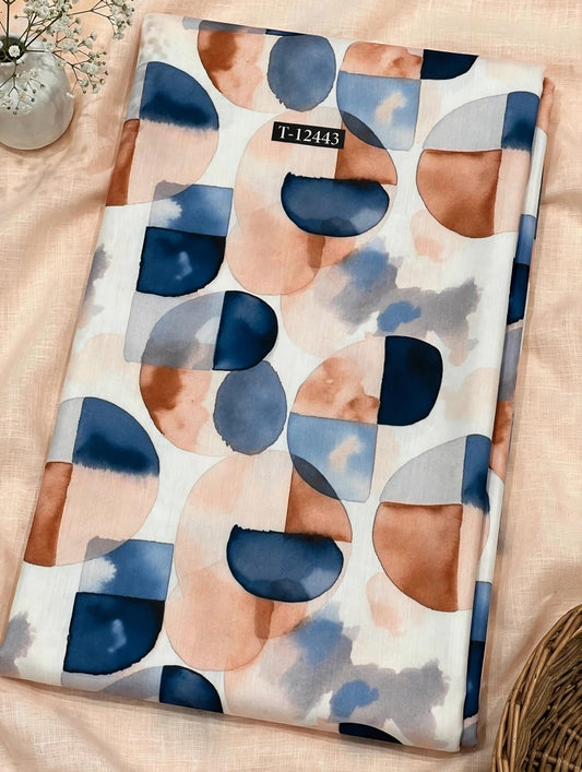 Wholesale T-12443 Watercolor Quartered Circles Abstract On Muslin Fabric - MUSLIN | The Wardrobe Fabrics