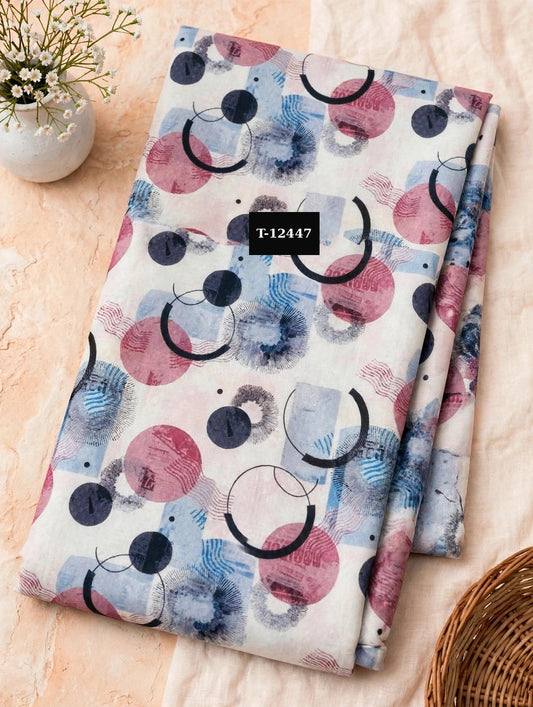 Wholesale T-12447 Geometric Circles Abstract On Muslin Fabric - MUSLIN | The Wardrobe Fabrics