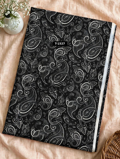 Wholesale T-1527 Black White Paisley On Muslin Fabric - MUSLIN | The Wardrobe Fabrics