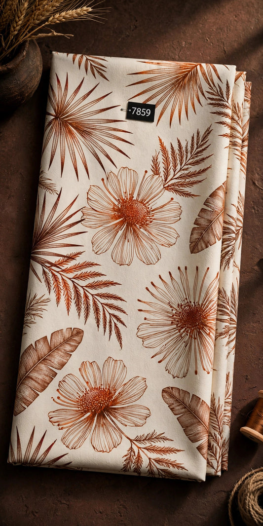 Wholesale 7859 Elegant Floral Prints On Pure Natural Crepe - PURE NATURAL CREPE | The Wardrobe Fabrics