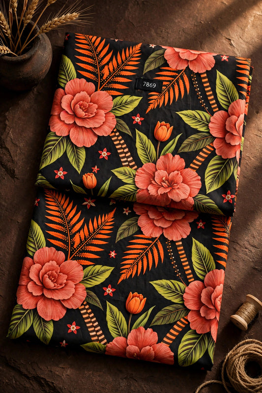 Wholesale 7869 Elegant Floral Prints On Pure Natural Crepe - PURE NATURAL CREPE | The Wardrobe Fabrics