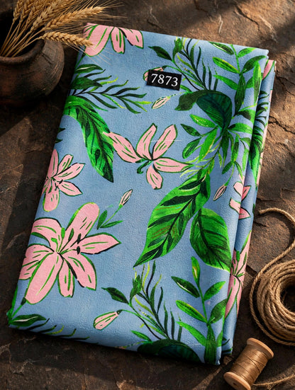 Wholesale 7873 Elegant Floral Prints On Pure Natural Crepe - PURE NATURAL CREPE | The Wardrobe Fabrics