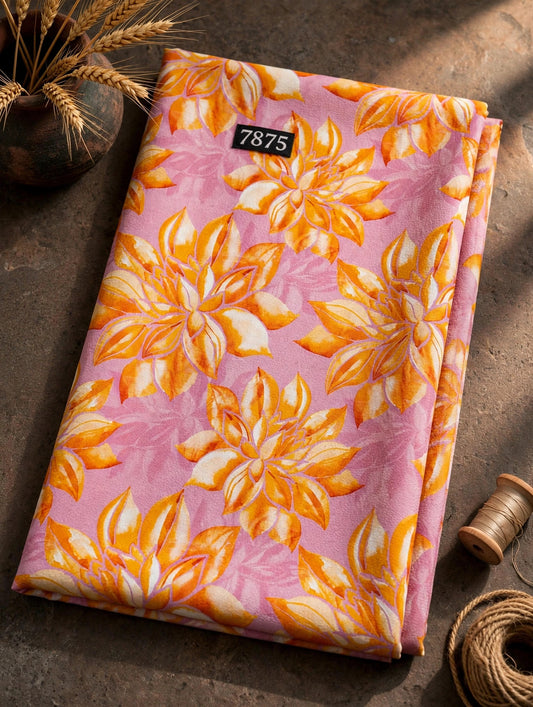 Wholesale 7875 Elegant Floral Prints On Pure Natural Crepe - PURE NATURAL CREPE | The Wardrobe Fabrics