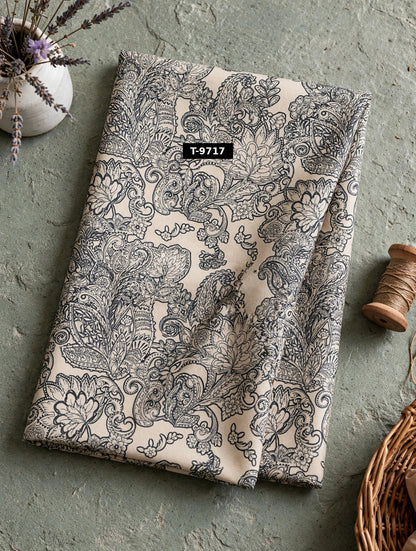 Wholesale T-9717 Black Paisley Ethnic Print On Crepe Fabric - CREPE | The Wardrobe Fabrics