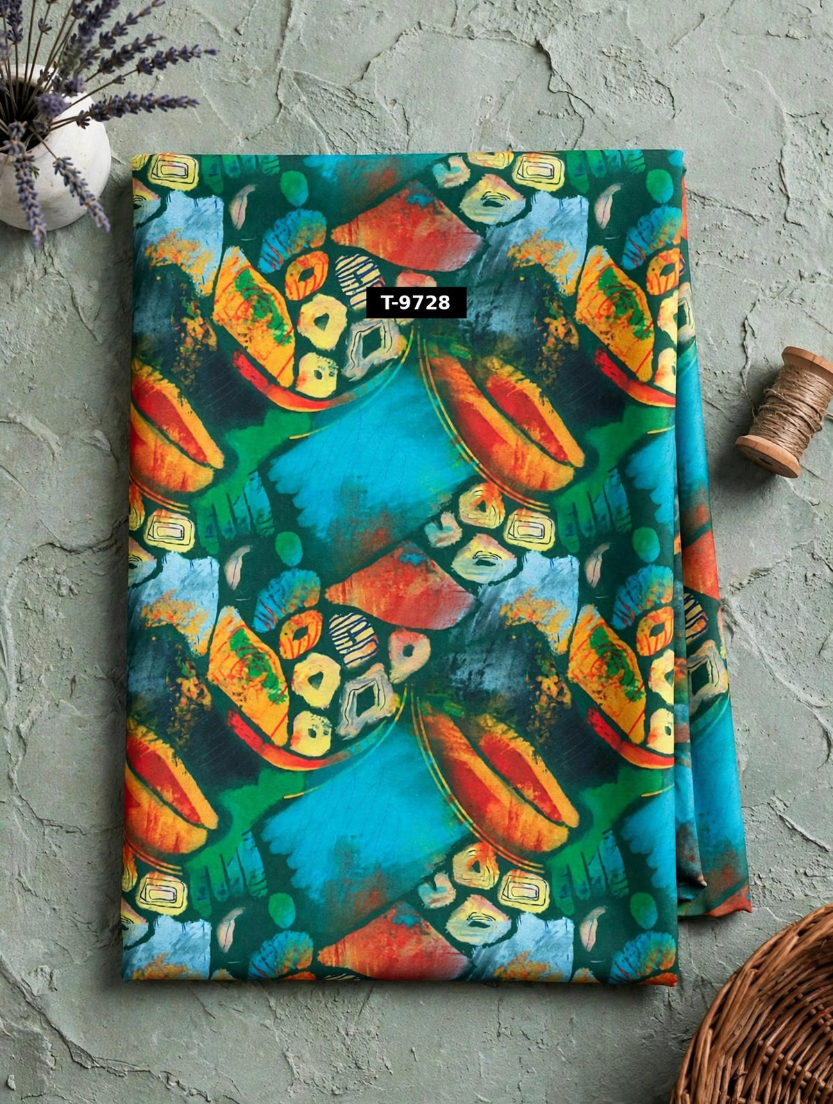 Wholesale T-9728 Multicolor Abstract Art Print On Crepe Fabric - CREPE | The Wardrobe Fabrics